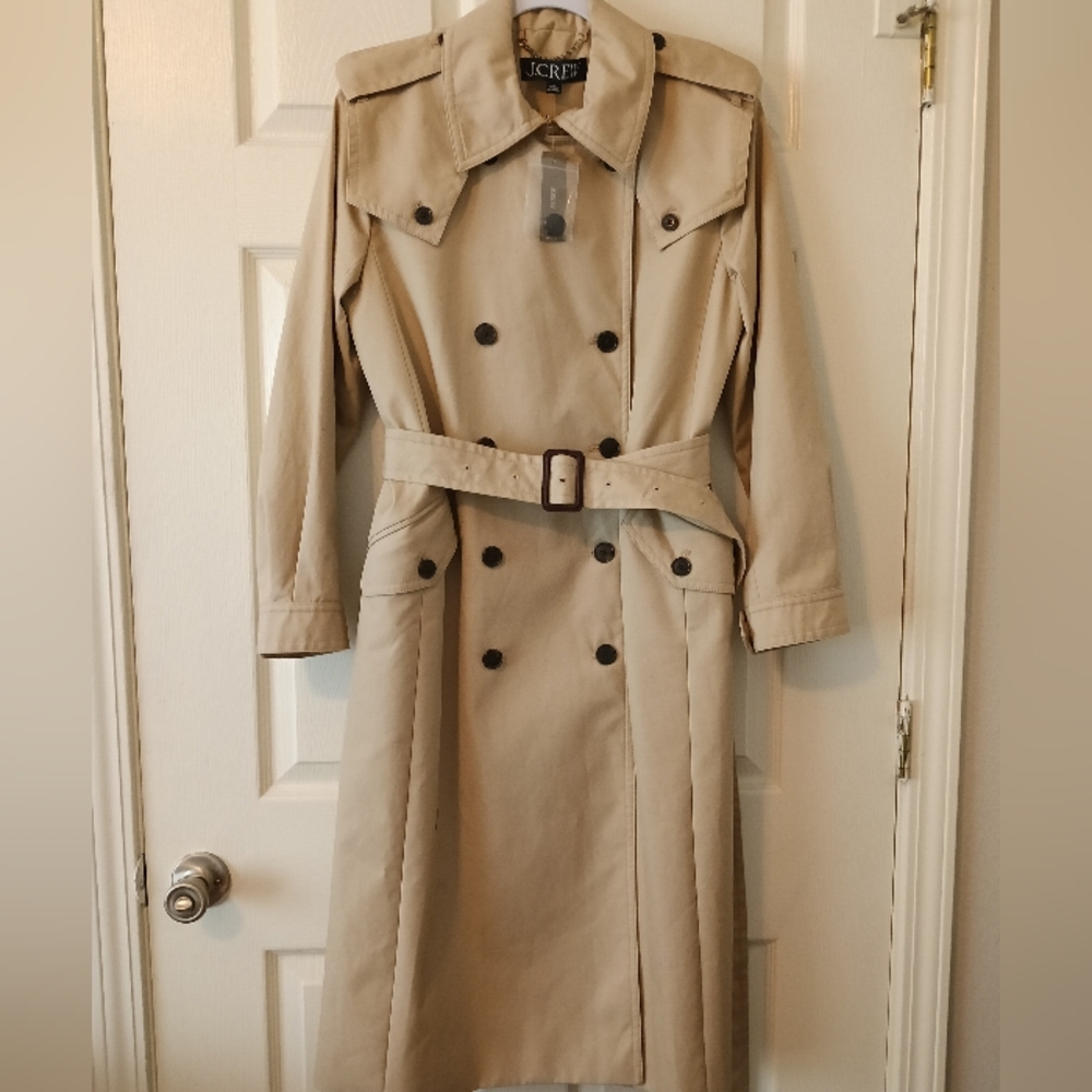 NWT JCREW Size S Classic Double-Breasted Belted Trench Coat